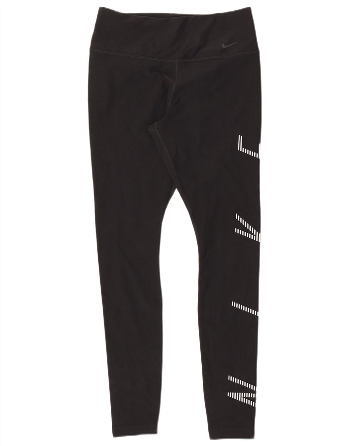 Nike Damen Dri Fit Graphic Leggings UK 12 Medium Schwarz