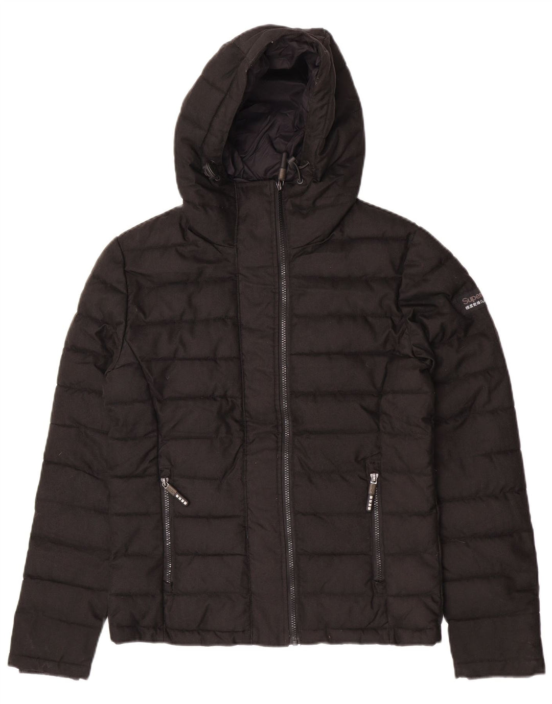Superdry Herren-Jacke mit Kapuze, gepolstert, UK 38, Mittelschwarz, Polyester
