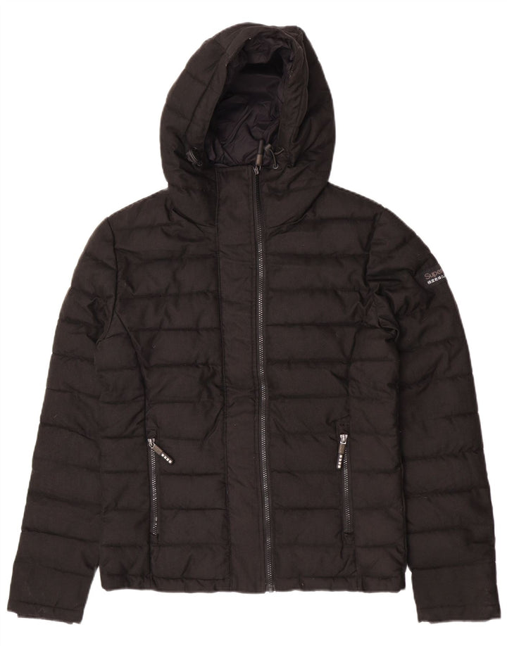 Superdry Herren-Jacke mit Kapuze, gepolstert, UK 38, Mittelschwarz, Polyester