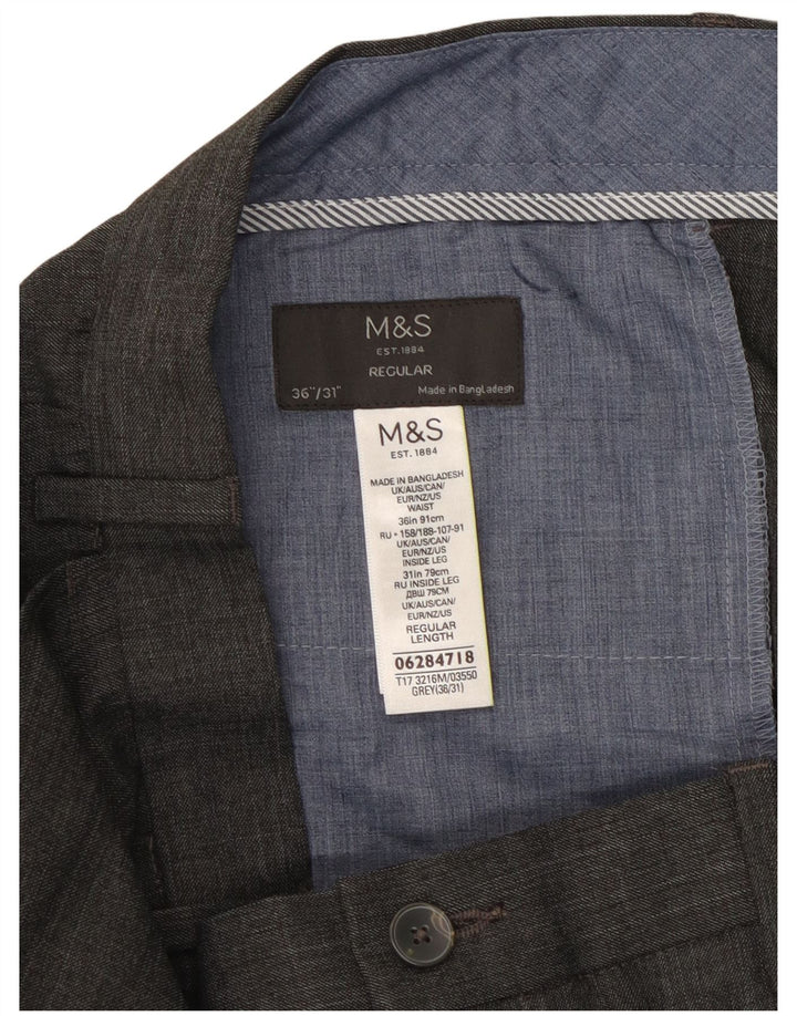 MARKS & SPENCER Gerade Herren-Anzughose W36 L31 Graues Polyester