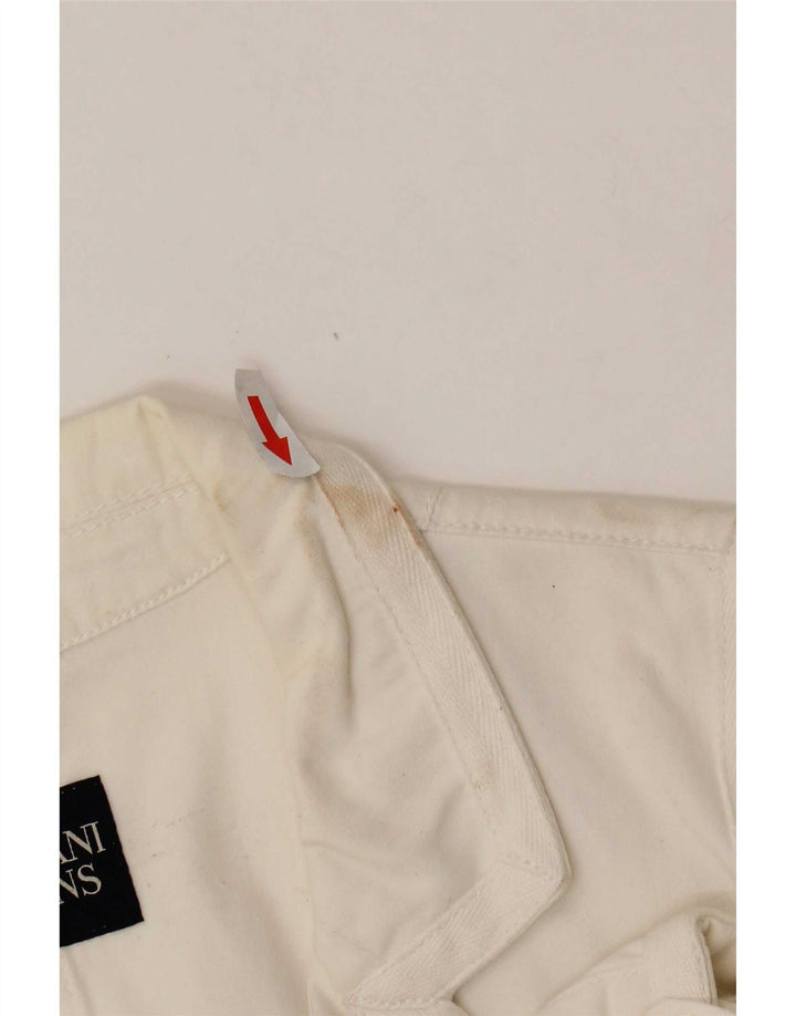 Armani Jeans Damen 3-Knopf-Blazerjacke UK 18 XL Weiße Baumwolle