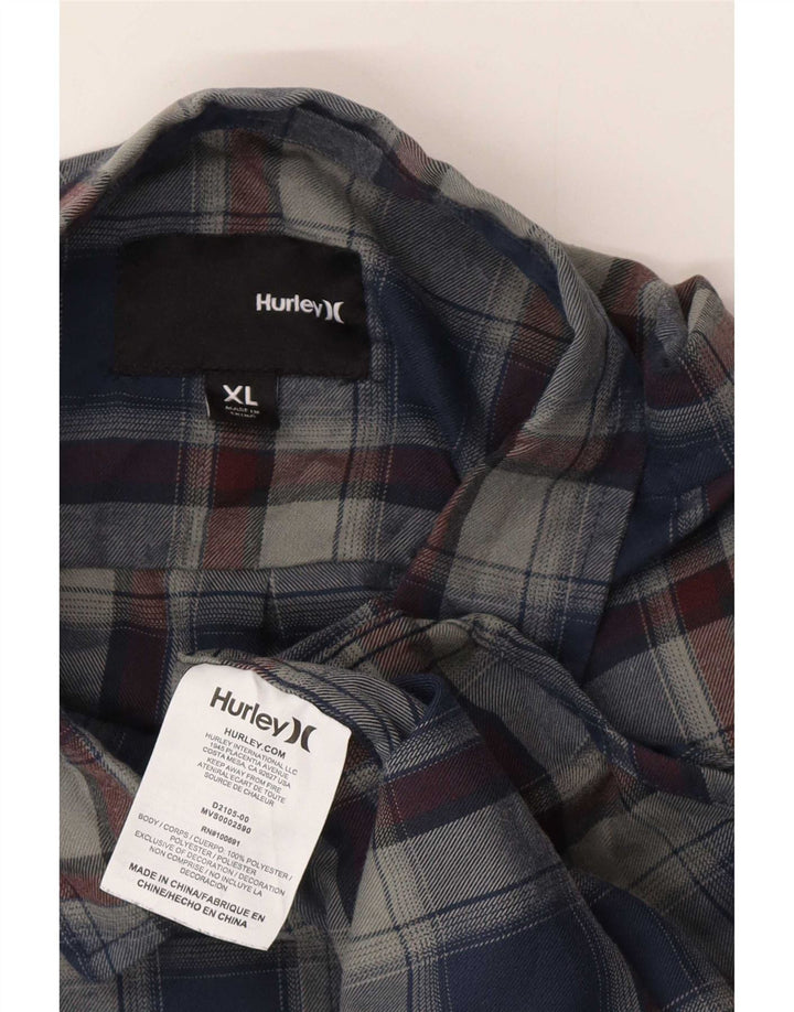 Hurley Herrenhemd XL, blau kariert, Polyester