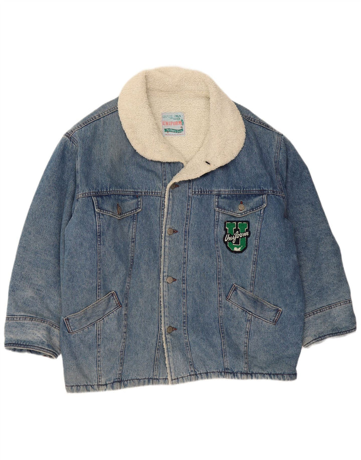 UNIFORM Herren Denim Sherpa Jacke UK 42 XL Blau