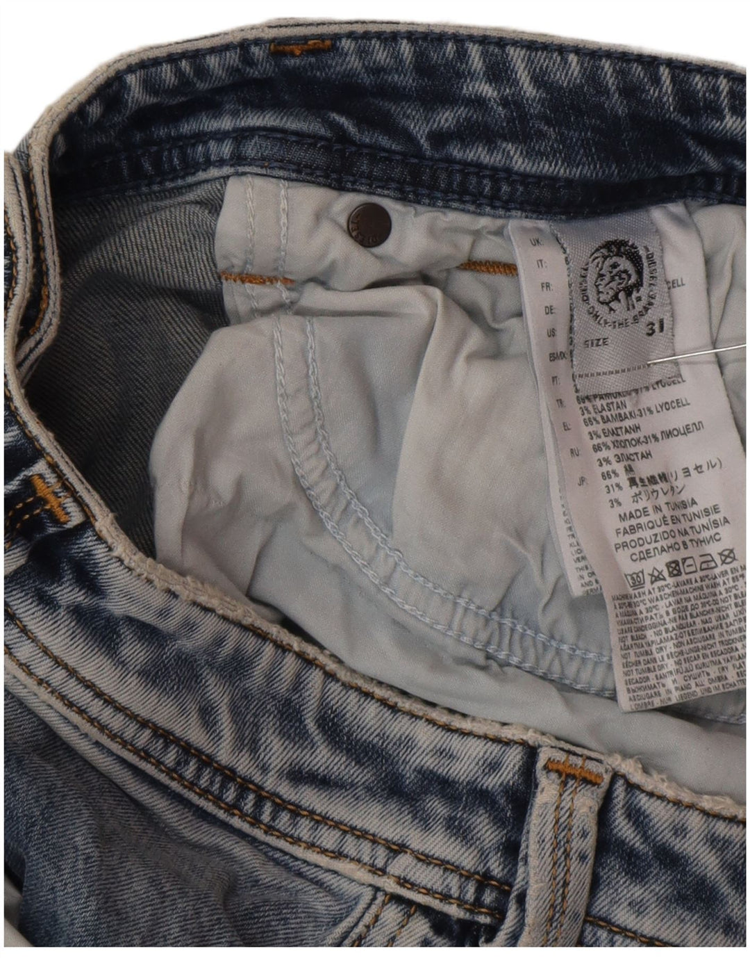 Diesel Herren Straight Jeans W31 L27 Blaue Baumwolle