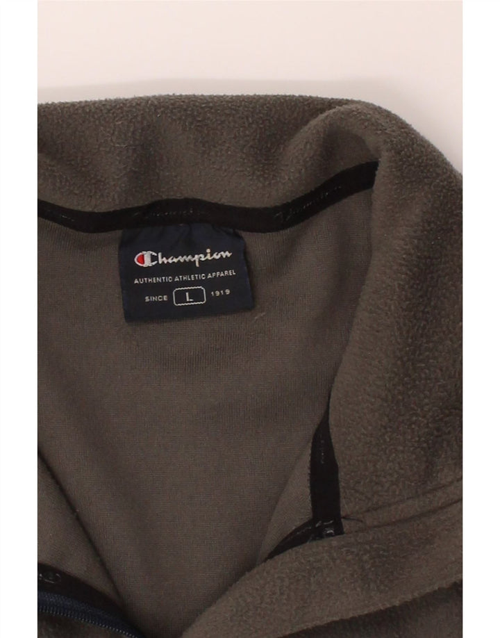 CHAMPION Womens Zip Neck Fleece Jumper UK 16 Large Grey Polyester Vintage Champion and Second-Hand Champion from Messina Hembry 