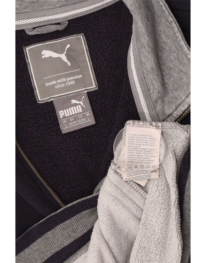 Puma Herren-Trainingsanzug-Top-Jacke, große graue Colourblock-Baumwolle