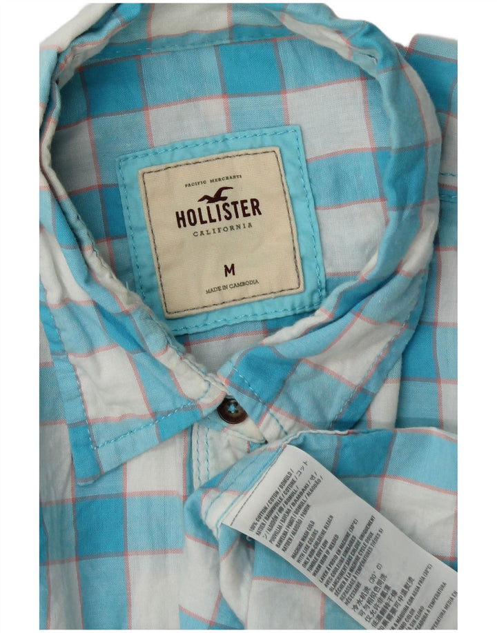 Hollister Damen-Hemd UK 12 aus mittelblauer Gingham-Baumwolle