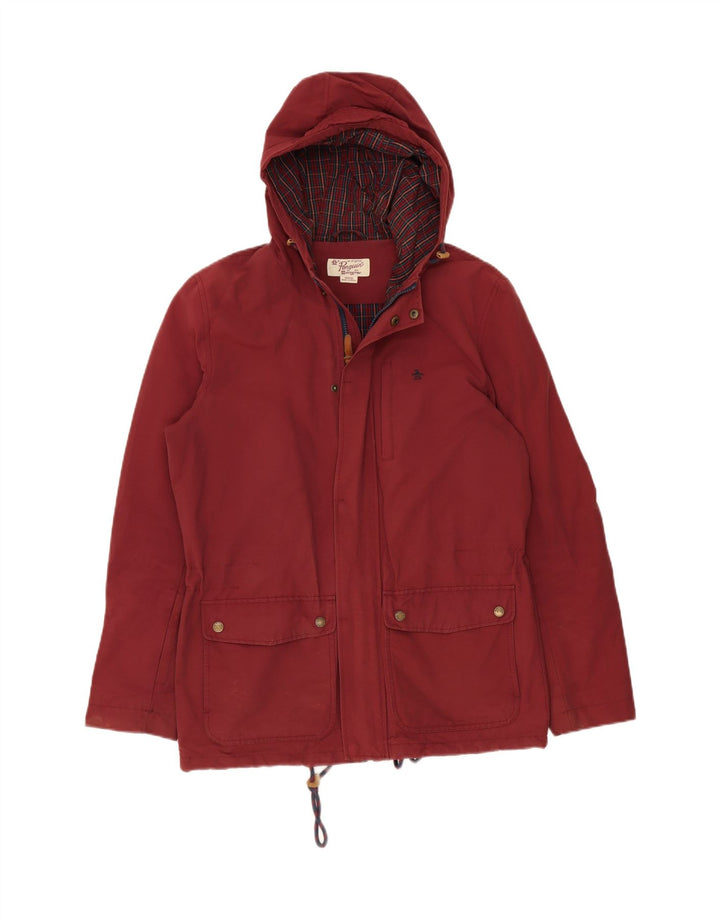 PENGUIN Mens Hooded Windbreaker Jacket UK 38 Medium Burgundy Vintage Penguin and Second-Hand Penguin from Messina Hembry 