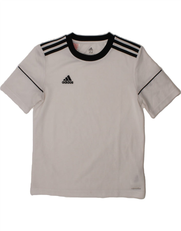 ADIDAS Boys Climalite Graphic T-Shirt Top 11-12 Years Medium  White Vintage Adidas and Second-Hand Adidas from Messina Hembry 