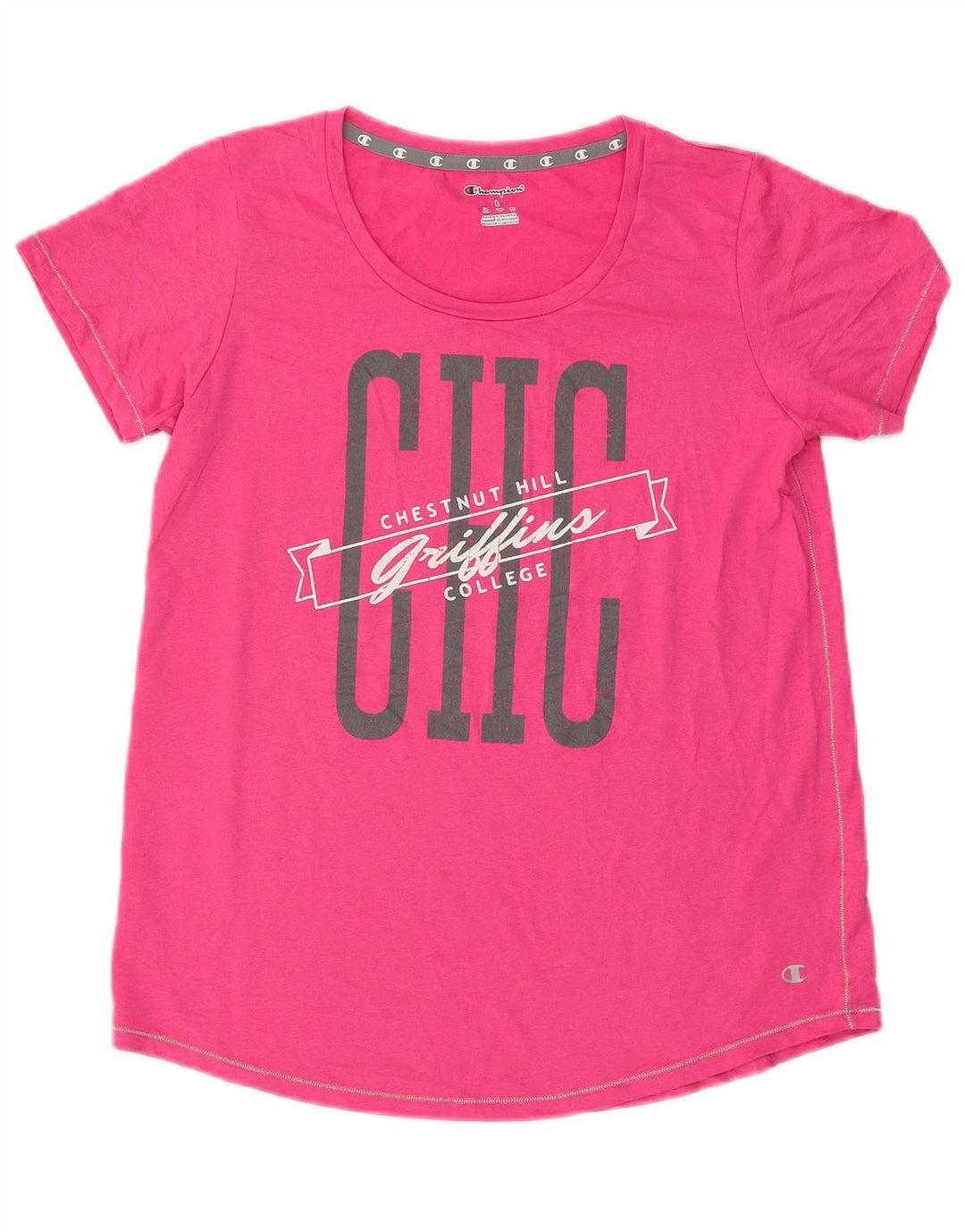 Champion Damen Grafik-T-Shirt-Oberteil UK 14 Large Pink Polyester