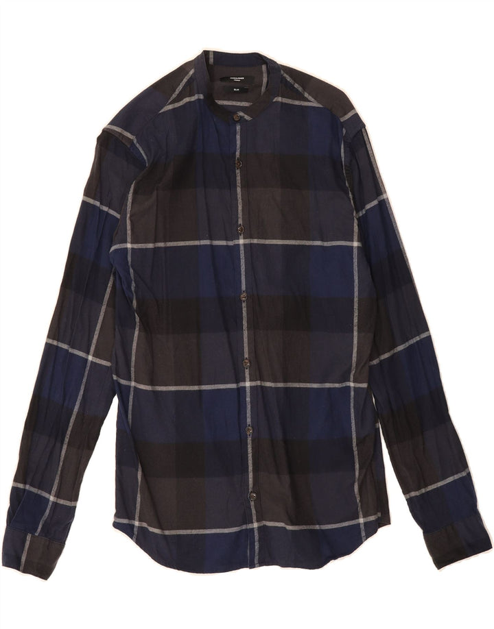JACK & JONES Mens Slim Shirt Small Blue Check Cotton Vintage Jack & Jones and Second-Hand Jack & Jones from Messina Hembry 