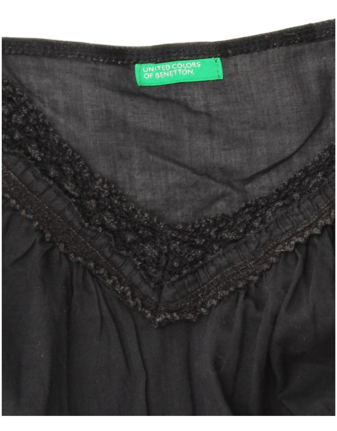 BENETTON Damen Cami Top UK 10 Small Schwarz