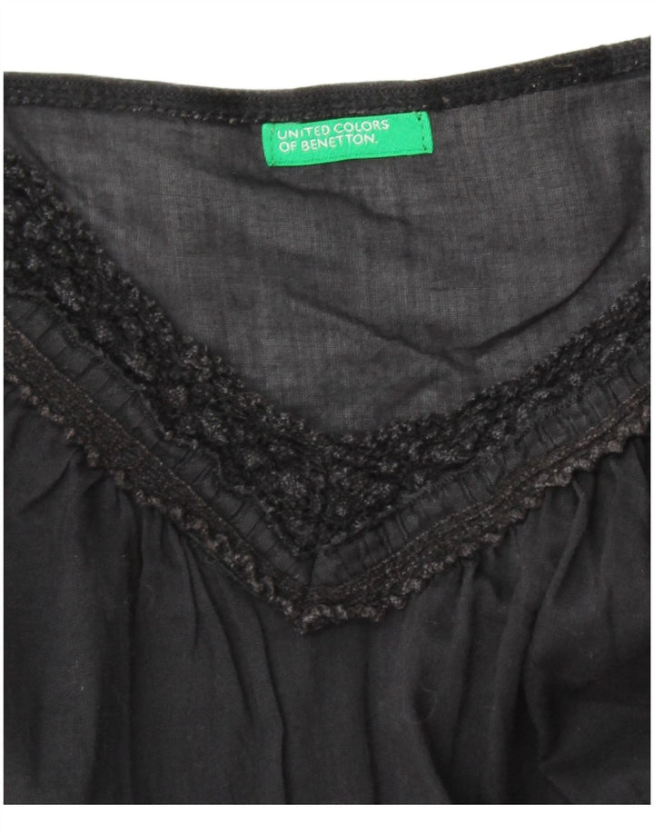 BENETTON Damen Cami Top UK 10 Small Schwarz