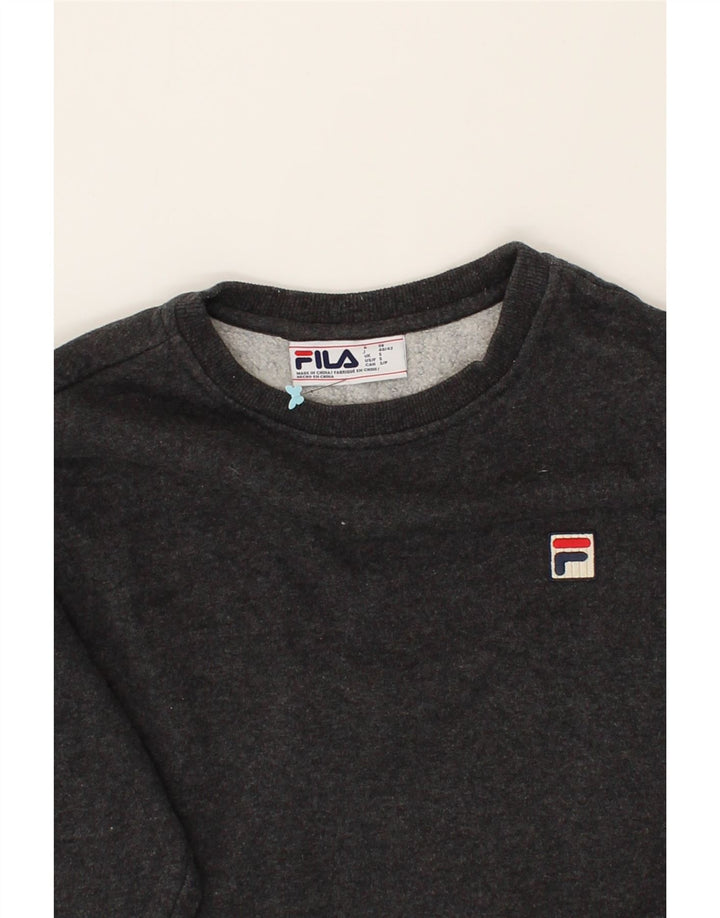 FILA Womens Oversized Sweatshirt Jumper UK 10 Small Grey Cotton Vintage Fila and Second-Hand Fila from Messina Hembry 