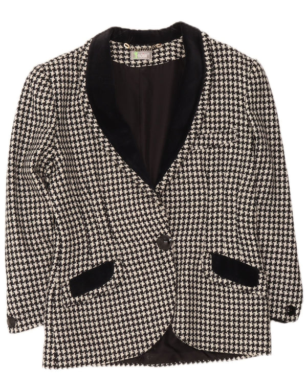 Egoiste Damen-Blazer-Jacke, UK 14, mittelschwarz, Hahnentritt-Klassiker