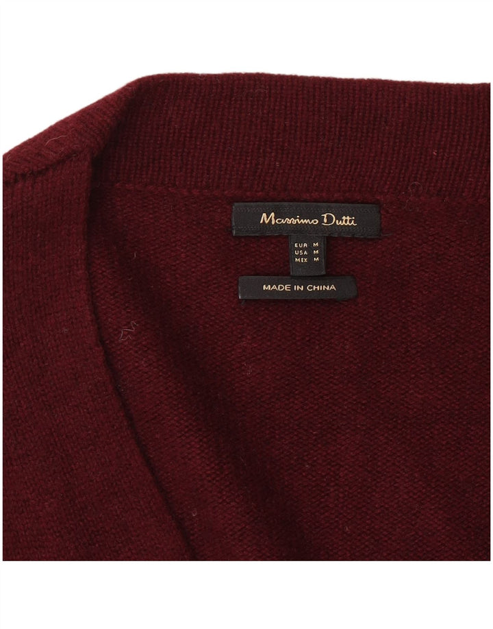 Massimo Dutti Damen Longline Cardigan Pullover UK 14 Medium Burgund