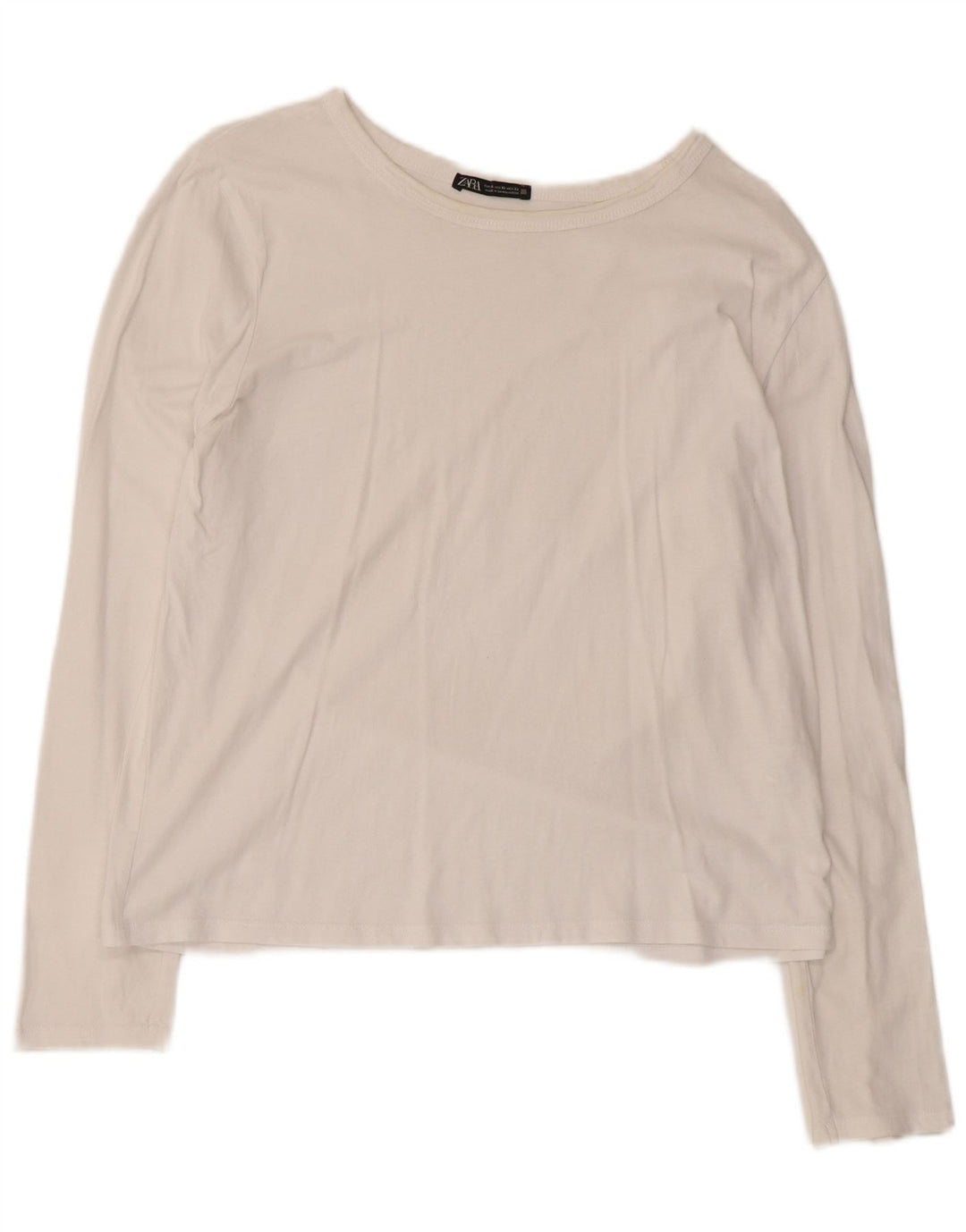 Zara Damen Top Langarm UK 18 XL Weiße Baumwolle