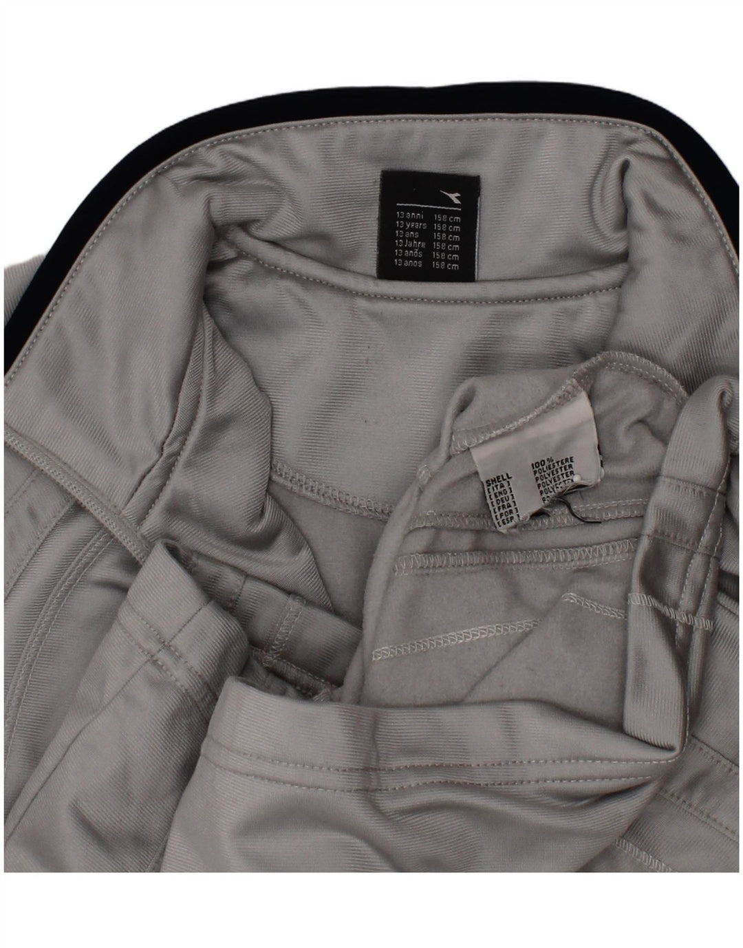 DIADORA Boys Tracksuit Top Jacket 12-13 Years Grey Colourblock Polyester