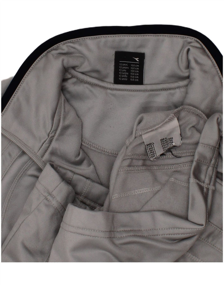 DIADORA Boys Tracksuit Top Jacket 12-13 Years Grey Colourblock Polyester