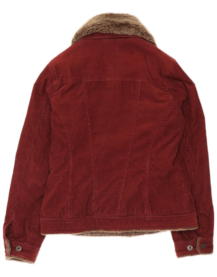 Monsoon Damen Cordjacke UK 10 Small Burgund Baumwolle