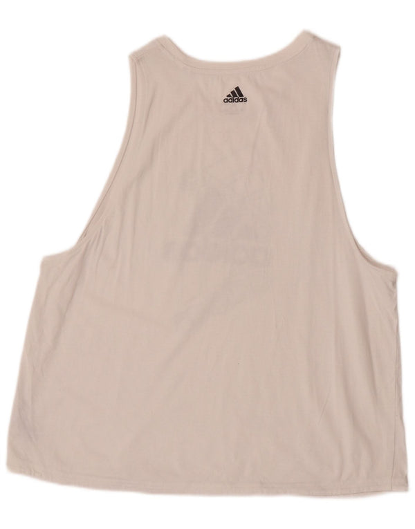Adidas Damen Graphic Vest Top UK 16/18 Large Weiße Baumwolle