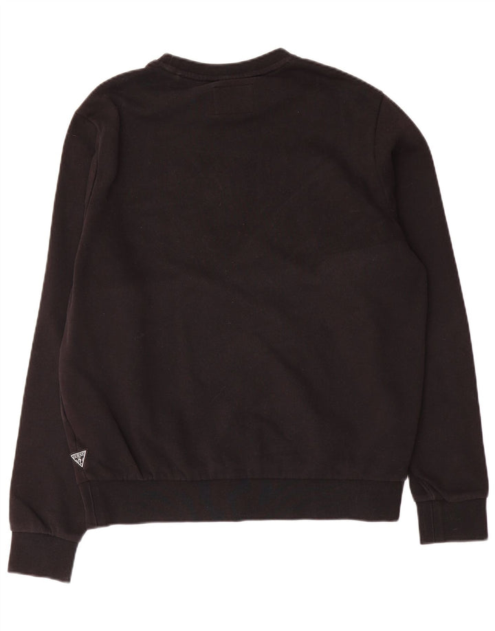Guess Herren-Sweatshirt mit Grafik, UK-Größe 34, Größe S, schwarze Baumwolle