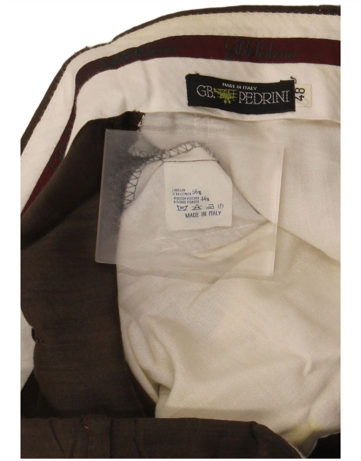 GB.PEDRINI Herren-Anzugshose mit Klammern, IT 48, mittelgroß, B32, L33, braunes Leinen
