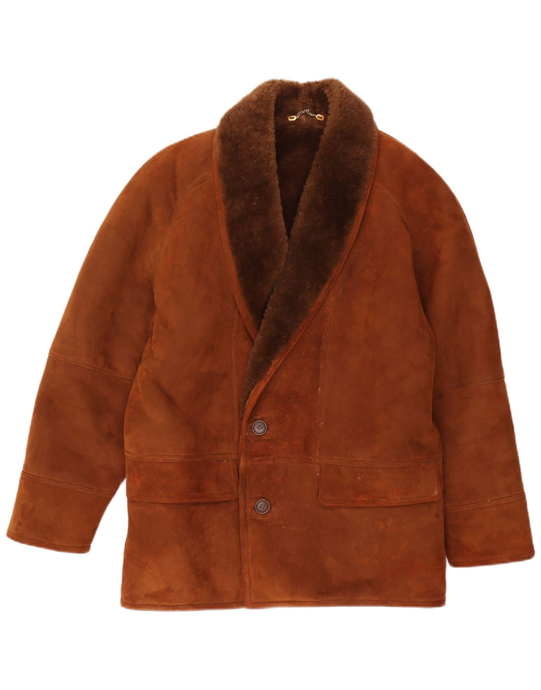 Vintage Herren Shearling Jacke IT 46 Kleines braunes Shearling