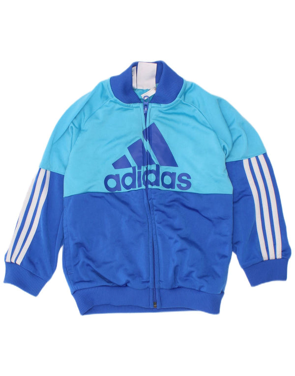 Adidas Jungen Grafik-Trainingsanzug-Top-Jacke, 2–3 Jahre, blaues Farbblockdesign