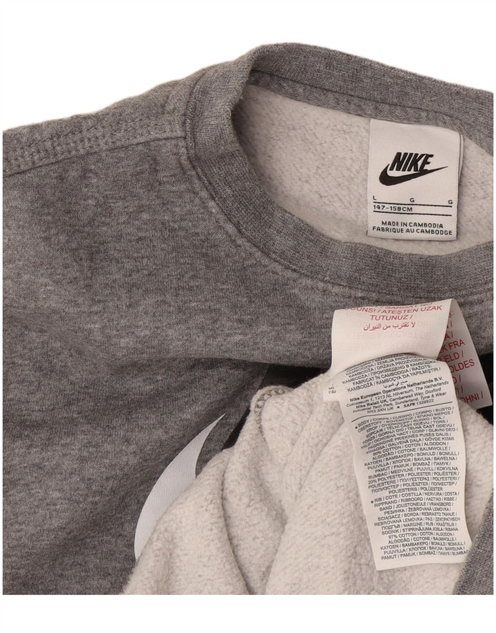 Nike Jungen-Sweatshirt mit Grafik, 12–13 Jahre, Größe L, Grau, Baumwolle