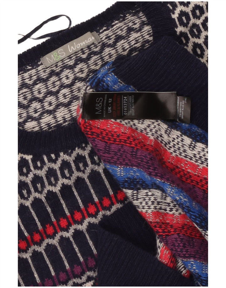 Marks & Spencer Damen-Pullover mit Rundhalsausschnitt, Gr. 12, mittelmehrfarbig
