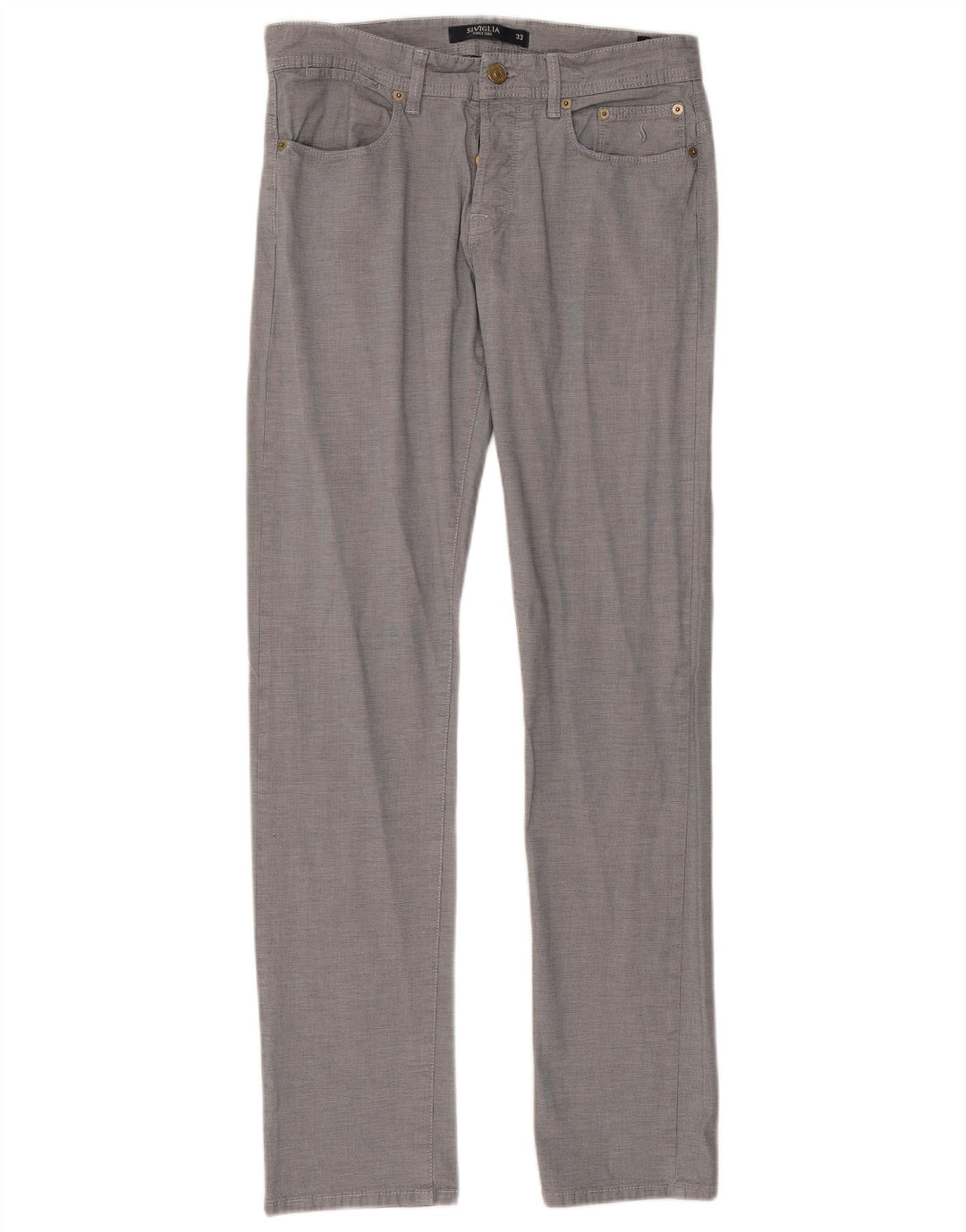 SIVIGLIA Gerade Damen-Freizeithose W33 L33 Blau karierte Baumwolle