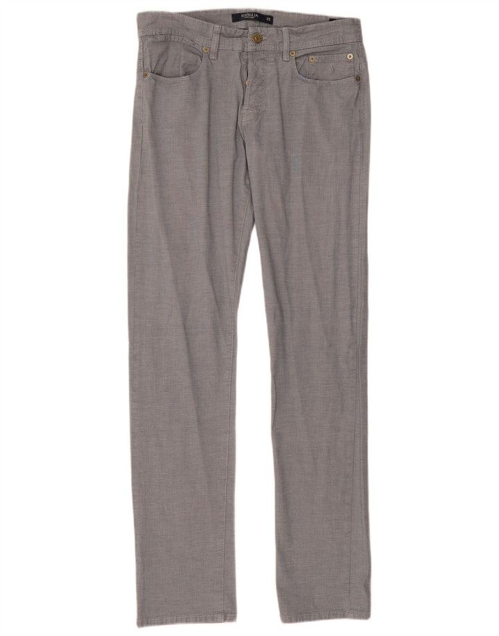 SIVIGLIA Gerade Damen-Freizeithose W33 L33 Blau karierte Baumwolle