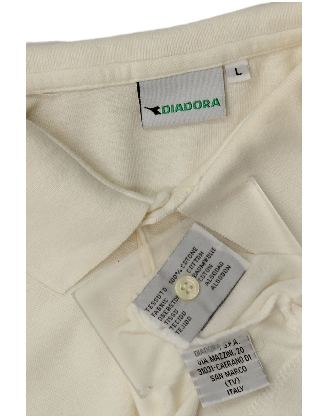 Diadora Herren-Poloshirt, groß, cremefarbene Baumwolle