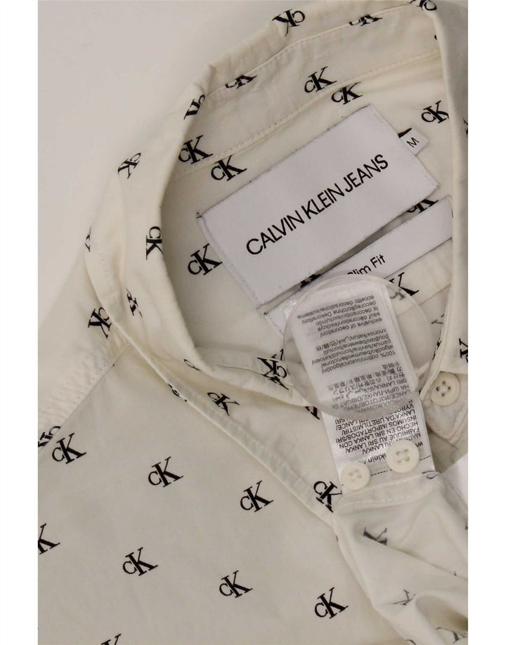 Calvin Klein Jeans Herren Graphic Slim Fit Hemd Mittelweiße Baumwolle