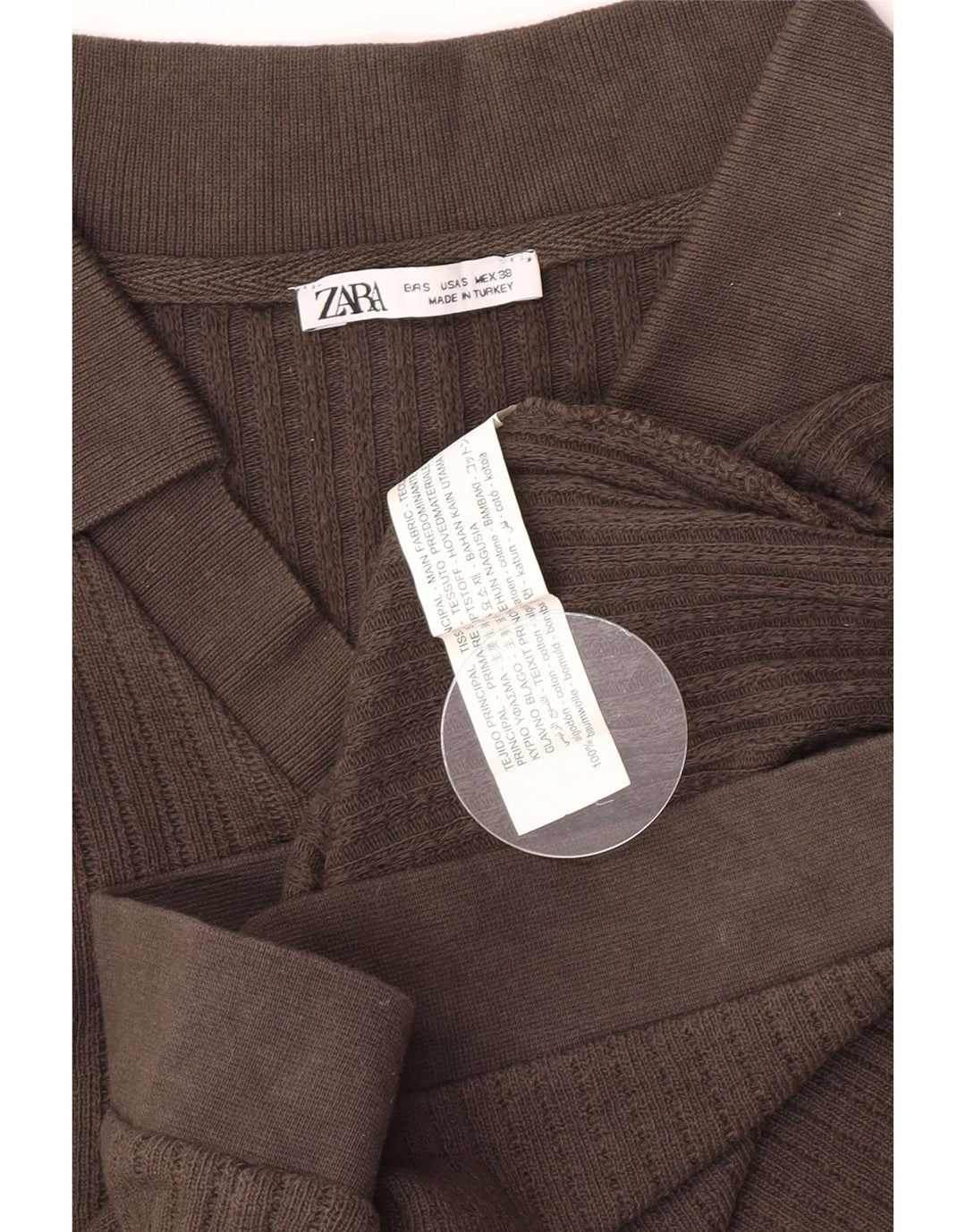Zara Herren-Poloshirt, kleine braune Baumwolle