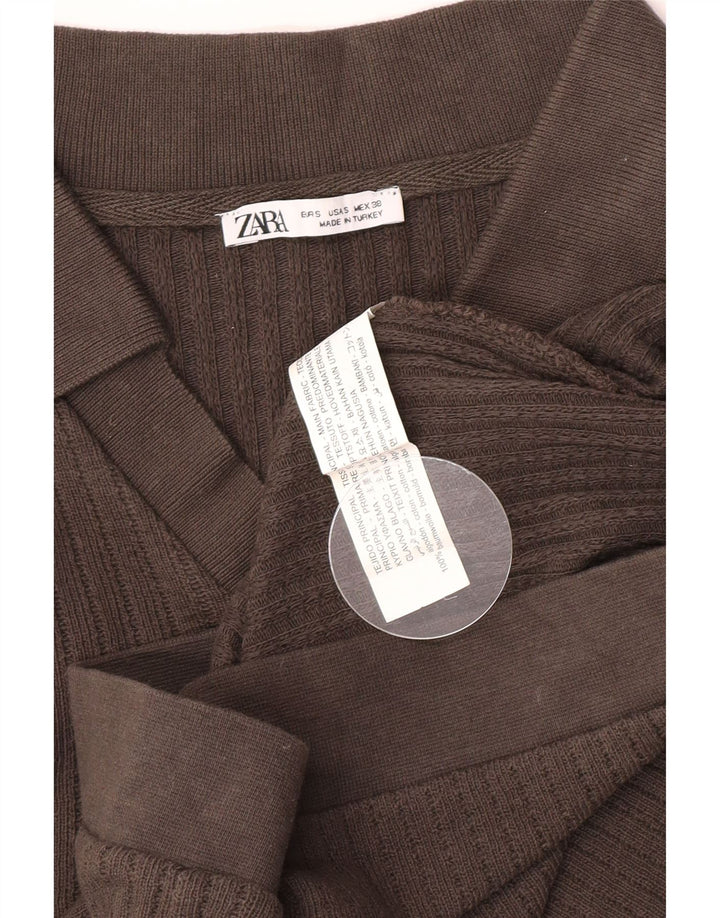 Zara Herren-Poloshirt, kleine braune Baumwolle