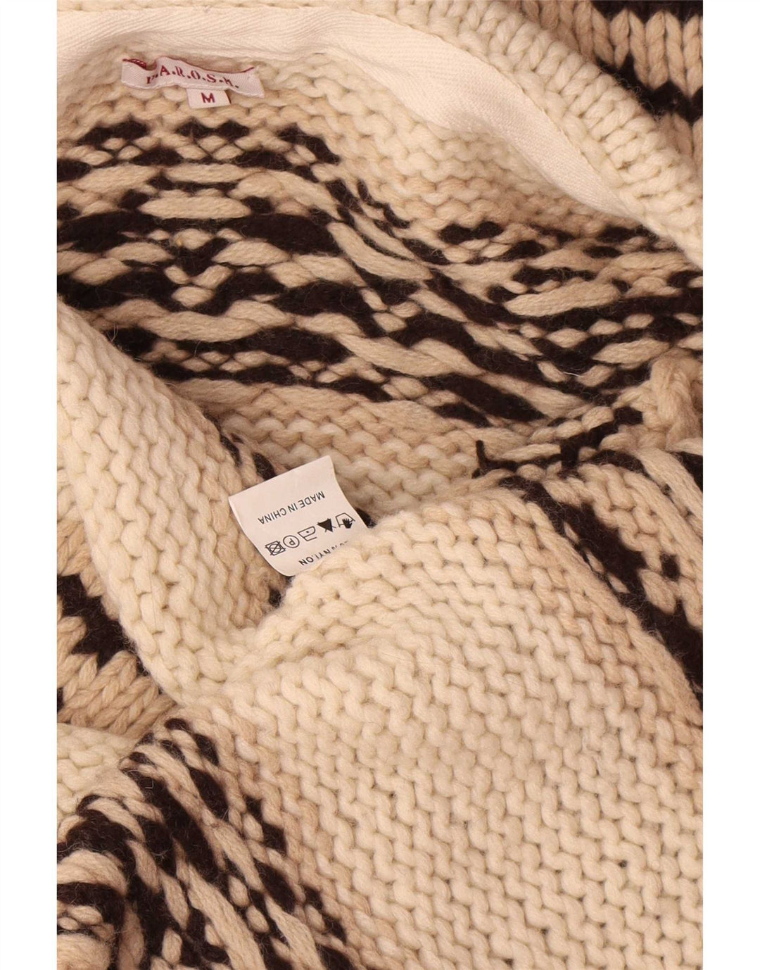Parosh Damen Longline-Cardigan-Pullover UK 14 Medium Off White Fair Isle