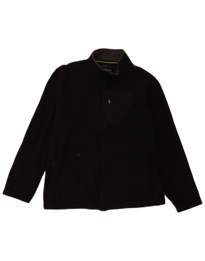 Marks & Spencer Herren Fleecejacke UK 40 Large Schwarz Polyester