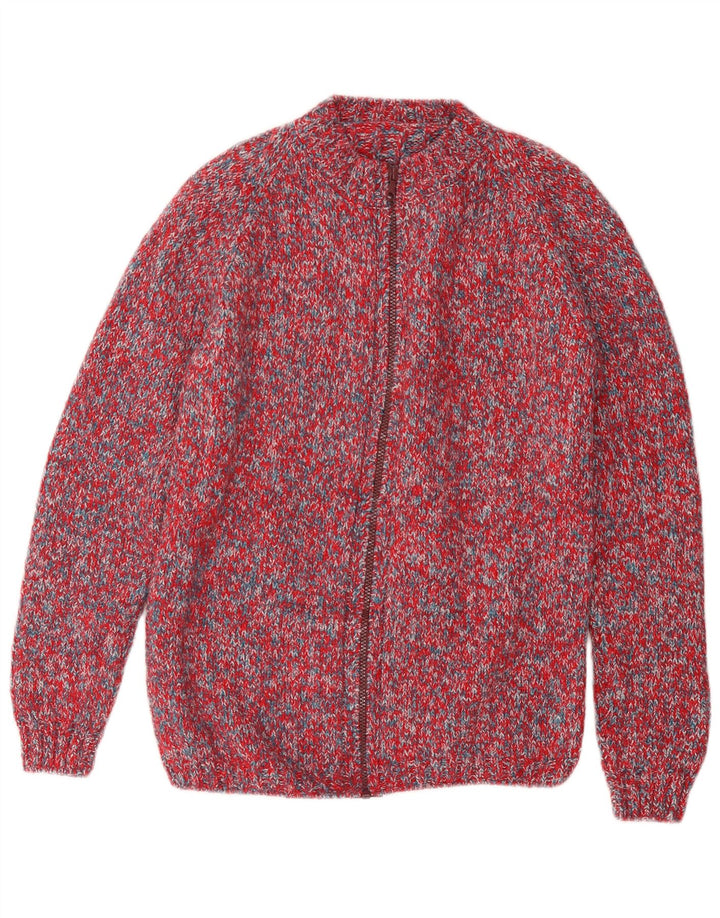 VINTAGE Damen Strickjacke UK 14 Mittelrot meliert