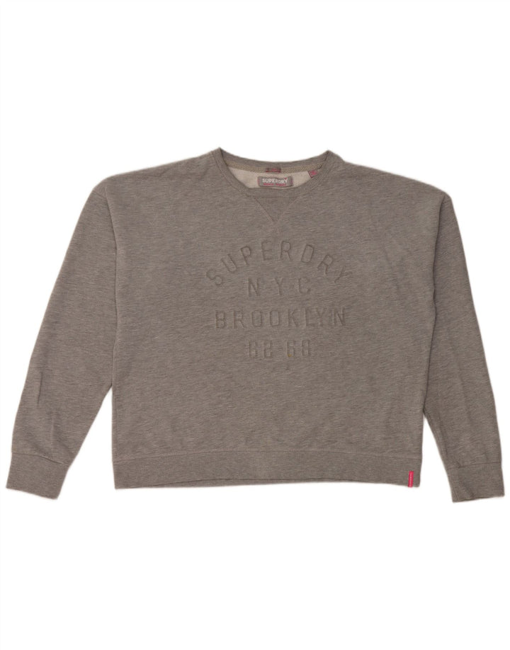 Superdry Damen-Sweatshirt mit Grafik, übergroß, Größe 40, Grau, Baumwolle