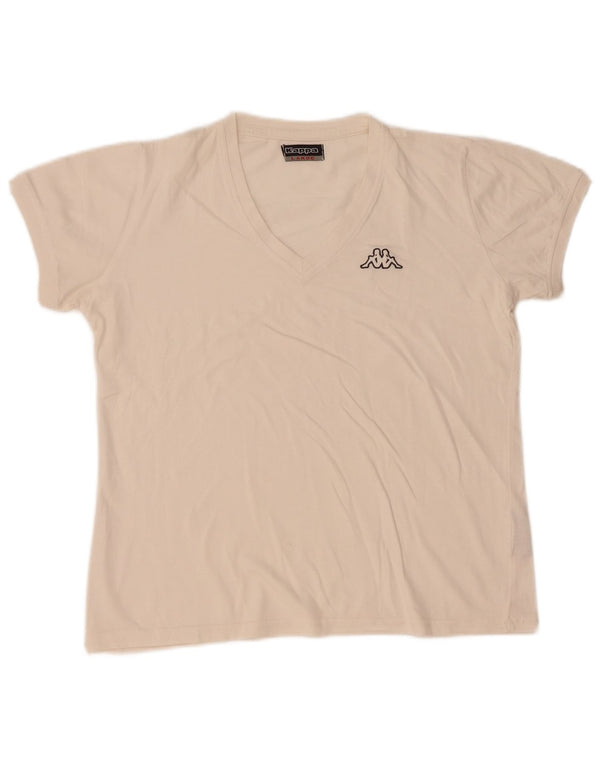 Kappa Damen T-Shirt Top UK 16 Large Weiße Baumwolle
