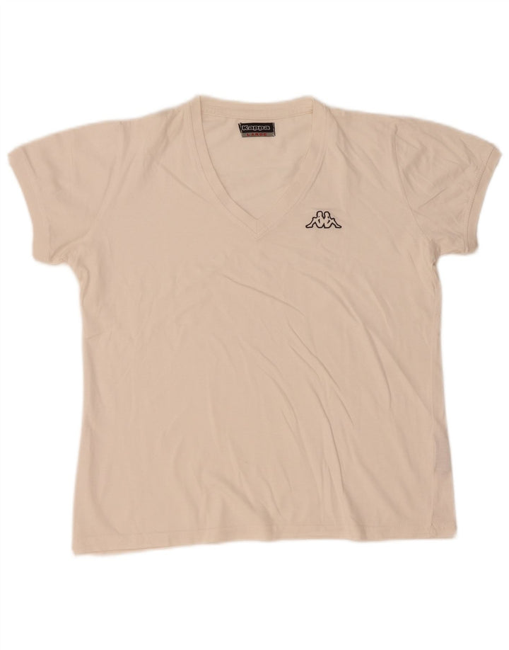 Kappa Damen T-Shirt Top UK 16 Large Weiße Baumwolle