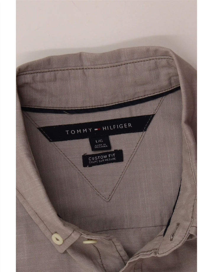 TOMMY HILFIGER Herren Custom Fit Kurzarmhemd Large Grau