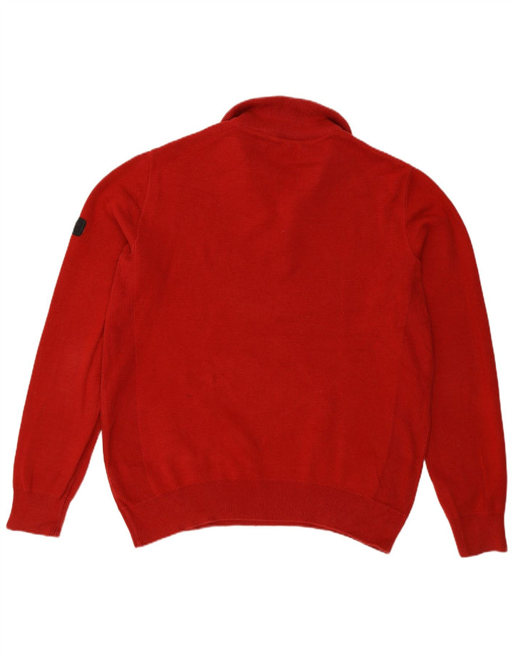 Barbour Herren-Pullover mit Reißverschluss am Hals, groß, burgunderrote Baumwolle