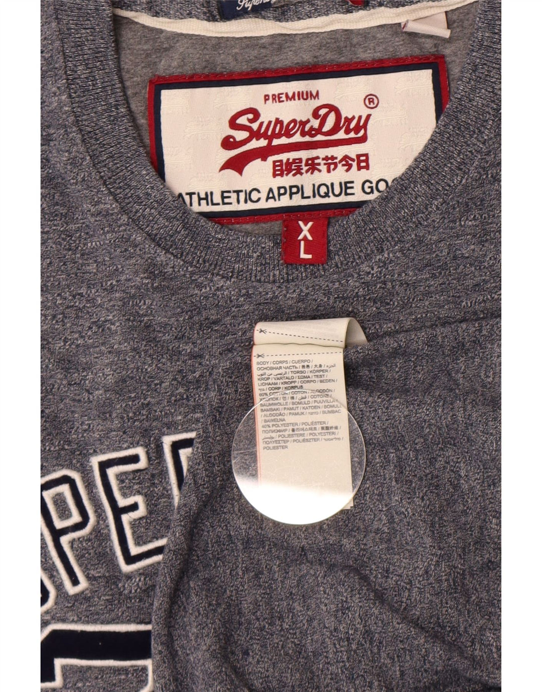 Superdry Herren Grafik-T-Shirt-Oberteil XL aus grauer Baumwolle