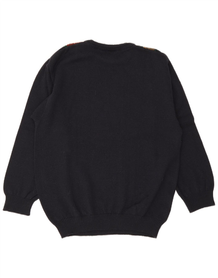 Marc Rene Herren-Pullover mit Rundhalsausschnitt, IT 48, mittelmarineblau gestreifte Wolle