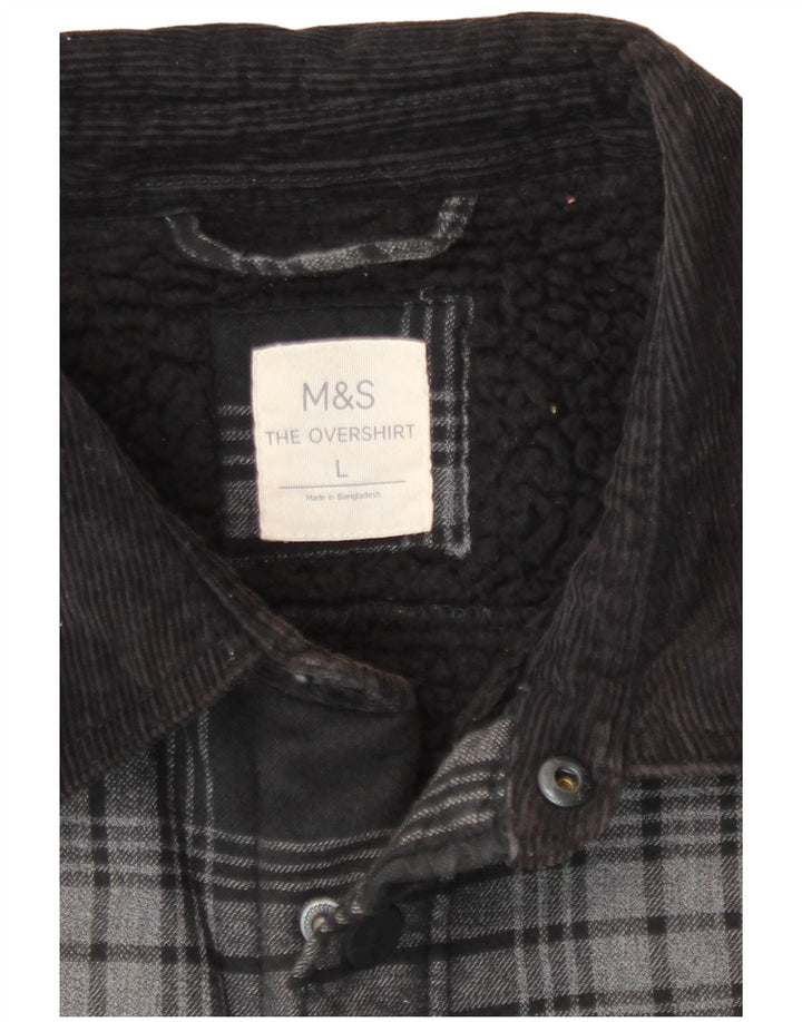 Marks & Spencer Herren-Lumberjack-Flanellhemd, groß, grau kariert, Baumwolle