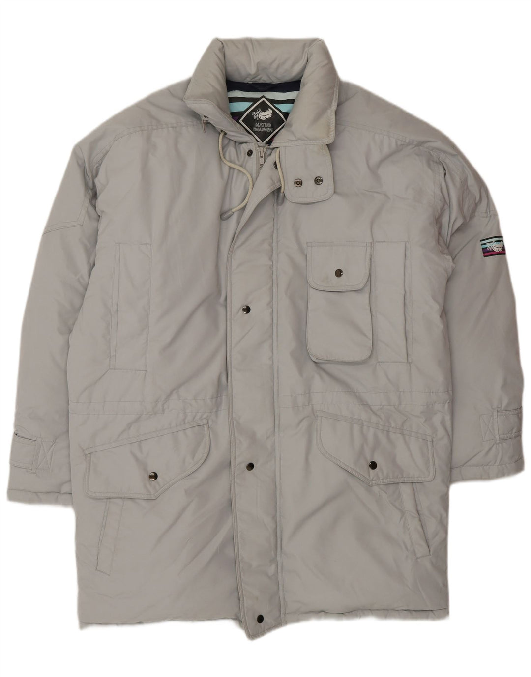 VINTAGE Herren Loose Fit Wattierter Mantel UK 36 Small Grau Polyester