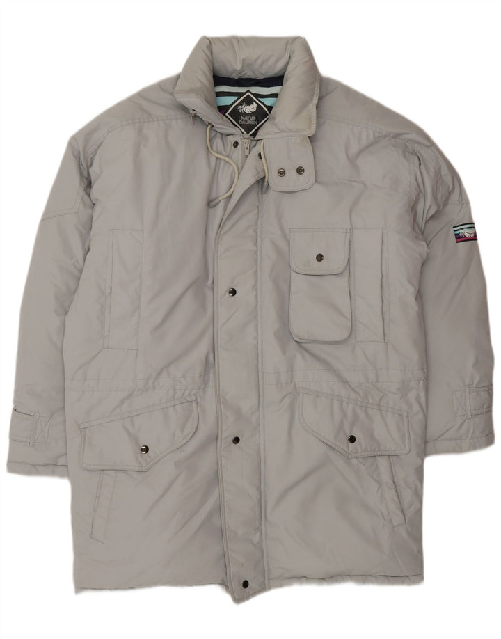 VINTAGE Herren Loose Fit Wattierter Mantel UK 36 Small Grau Polyester